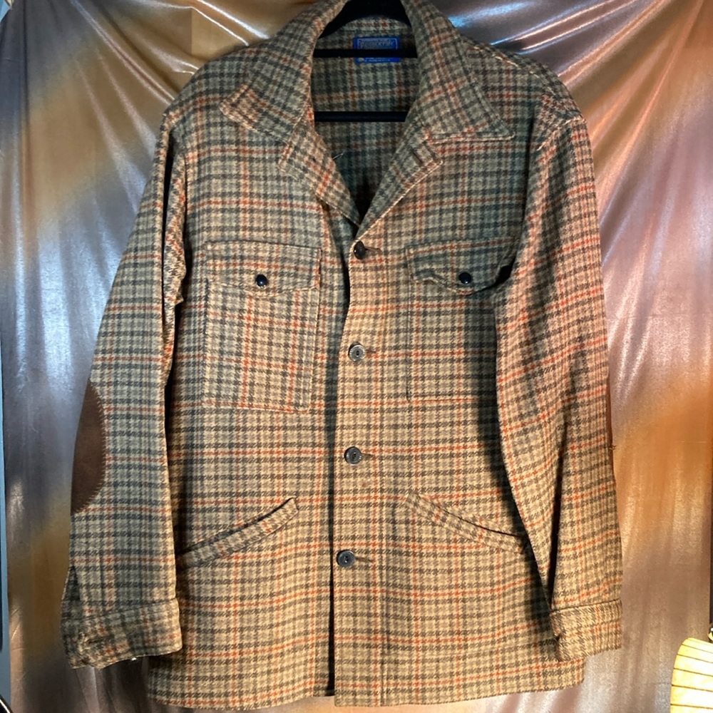 Vintage 70’s Pendleton 100% wool brown red hunting shirt/jacket‎ 50” chest E+